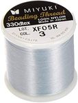 Rayher Beading Thread for Seed Beads with a Diameter of 0.27mm, Fine Nylon String for Jewellery Making, silver, 50m, 89300606