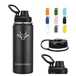 STACEGEELE Insulated Vacuum Water Bottle with Spout Lid & Screw on Top | Stainless Steel Flask for Kids Leak Proof Lightweight Eco Friendly 18oz / 24oz / 32 oz / 40oz(18oz Black)