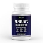 Alpha GPC & Bacopa Monnieri Enhanced Brain Support Formula - 60 Capsules with Ginkgo Biloba, Rhodiola Rosea, & DMAE for Cognitive Enhancement - 1 Month Supply