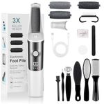 PKBD Electric Foot File for Hard Skin Remover Feet Callus Professional Pedicure Tool with Accessories Kit, 3 Speeds-Waterproof Ultra-Long Battery Life, Easy To Carry Foot Care Gift for Women&Men-White