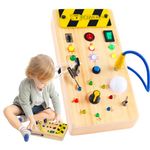 MIVGCRL Busy Board with 8 Led Lights, Montessori Toys for 1 Year Old, Toddler Toys for 1+ Year Old, Sensory Toys Travel Toys Light Switch Toys for 1, 2, 3 Year Old Baby