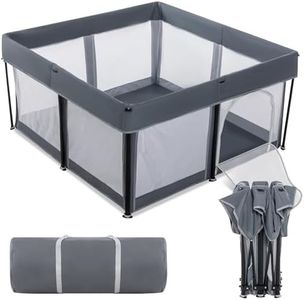 Lexixi Ibao Foldable Baby Playpen, 50"×50" Extra Large Collapsible Playpen for Babies and Toddlers, Indoor Outdoor Activity Center with Fence, Grey
