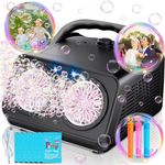 Bubble Machine - 16000+ Bubbles Per Minute Portable Bubble Maker, Plug-in or Battery Powered Indoor Outdoor Parties Birthday Christmas (Black)