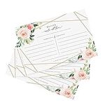 Bliss Collections Recipe Cards, Pack of 50 Double-Sided Geo Floral 4 x 6 Cards for Family Recipes, Wedding Showers, Bridal Showers, Baby Showers, Housewarming Gifts, Celebrations, Made in The USA