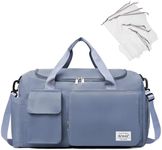 NPBAG Duffel Bag for Women, Sports Gym Bag with Wet Pocket & Shoes Compartment, Lightweight Weekender for Overnight, Travel Carry on Tote, Water Resistant (Light Blue)