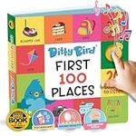 Ditty Bird Talking Books 100 Places | 100 Words for Vocabulary & Speech Learning | Board Books for Toddlers 1-3 | Children's Interactive Toddler Books with Great Pictures | Sturdy Baby Sound Books