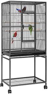 VIVOHOME 54 Inch Wrought Iron Large Bird Flight Cage with Rolling Stand for Parakeets Canaries Cockatiels Lovebirds Conures, Black