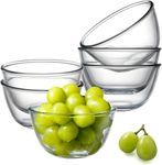 bellemax 6 pc Glass Bowls for Kitchen Prep, Dessert, Dips, and Candy Dishes, Cake, Snack Bowl Or Nut Bowls, and Microwave Safe Clear Glass Bowls for Mixing, Storing Inch Size 5. Inch (Round - 03)