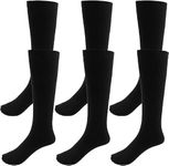 WKLOUYHE Unisex Kid's School Uniform Cotton Knee High Socks_Pack Of 06(Black,11-12 Years)