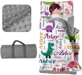 Personalized Toddler Nap Mat for Daycare - Custom Name Kids Nap Mats for Preschool Kindergarten Girls Sleeping Bag with Pillow Blanket Set, Thick Padded Easy Roll Up Purple Dinosaur