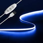 Tayire USB 2m 5V COB LED Strip Light Blue, 960LEDs Dimmable LED Tape 4mm Width Flexible TV Backlight, Kitchen Under Counter/Cabinet/Wardrobe/Cupboard/Stairs Step Light