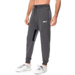 Larrok Mens Gym Trousers,Jogger Pants Zip Bottoms,Running Sweatpants Fitness Slim Dark Gray L