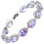 RIZILIA Tennis Bracelet for Women, Pear Cut CZ [Simulated Purple Alexandrite] in White Gold Plated, 7 inch