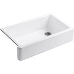 Kohler K-6489-0 Whitehaven Self-Trimming Apron Front Single Basin Sink with Tall Apron, White