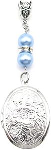 IDLAN Locket for Bouquet Memorial Bouquet Charm Memorial Wedding Gift Memorial Bride Pendant Photo Keepsake Something Blue, Brass,Stainless steel, beads