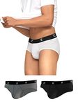 XYXX Men's Underwear Ace IntelliSoft Antimicrobial Micro Modal Brief Pack of 3 (Black;White;Grey; S)