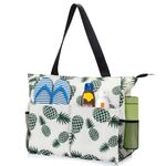 Jercery Waterproof Beach Bags for Women Vacation, Large Beach Tote Bag with Zipper for Travel, Pool, Swimming, Shopping, Beach Essentials