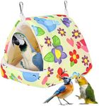 Bird Bed for Cage Warm Winter Nest Hammock with Hanging Hook Cage Accessories for Small Birds Parakeets Cockatiels Love Birds Cockatiels Conures Hamster (Yellow, M)