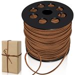 Leather Cord 100 Yards, 3mm Suede Cord, Flat Faux Leather Cord Suede Lace Suede Band for DIY Bracelet Necklace Jewellery Craft (Light Brown)