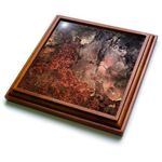 3dRose trv_265467_1 Copper and Gold Blush Rose Ombre Gemstone Ink Glitter Marble Trivet with Tile, 8 by 8"