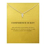 upeilxd Message Card Key Pendant Necklace Silver Friendship Sisters Sun Good Luck Crane Pendant Y Chain Necklace for Women and Girl Gift