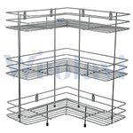 Wrolavi® Stainless Steel L Shape Corner Stand, Multipurpose Storage Rack for Kitchen, Utensil Dish Rack & Cutlery Stand (3 Shelf)