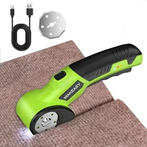 MAKEASY Cardboard Cutter, Rechargeable Electric Scissors, Box Cutter with a Replacement Blade, Rotary Cutter for Fabric, Carpet, Plastic and Leather, 3.6V, 1500mAh, 320RPM