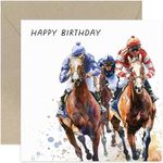 Horse Racing Birthday Card for Him - Horse Riding Birthday Card for Men Women - Grand Nationals Horse Greeting Card for Boy Birthday - Nephew, Son, Uncle, Dad, Husband | Blank Inside Envelope