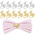 WEBEEDY 12 Pcs Easter Bunny Napkin Rings Rabbit Napkin Holder Ring for Dinner Table Wedding Table Setting Centerpiece Decor Table Serviette Holder