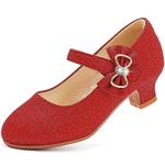 Dufannie Red Shoes for Girls Toddler High Heels for Kids Shoes Princess Shoes Girls Dress Up Shoes Red Heel Girls Hallowmas Christmas Party(3303Red 10)