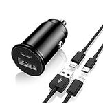 iPhone Car Charger【Apple MFi Certified】 27W USB C Fast Charging Power Adapter with [2-Pack] 6FT Lightning Cable, Dual Port Fast Car Charger Plug for iPhone 14/13/12/11Pro Max/XR/SE/iPad, Black