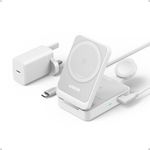 Anker MagGo 3-in-1 Wireless Charging Station, MagSafe Charger Compatible, Qi2 Certified 15W Wireless Stand, Apple Watch Charger for MagSafe, For iPhone 15, AirPods (40W USB C Charger Included)