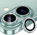 Xfilm for iPhone 16/16 Plus Camera Lens Protector Bling Individual Metal Diamond Ring 9H Hardness Scratchproof Protector, Stylish Phone Accessories, Case Friendly (Green Diamond)