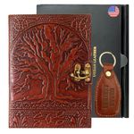 URBAN LEATHER Tree of Life Embossed Journal for Men Women, Drawing Sketchbook Scrapbook Vintage Writing Notebook, Blank Unlined Pages