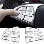 FANZI Car Steering Wheel Button Trim lnner Decoration Compatible with Mercedes Benz C V GLC Class W205 X205 - Silver (Model A)