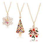 Christmas Pendant Necklaces Women Statement Charm Crystal Jingle Bell Snow Christmas Tree Cute Drop Pendant Necklace Xmas Gifts for Daughter Wife Mother, Metal