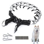 JIPIMON Prong Collar for Dogs Adjustable No Pull Dog Choke Pinch Training Collar with Comfortable Rubber Tip for Small Medium Large Dogs (Medium, Black)