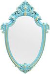 Eaoundm 16.5 x 11 inch Vintage Mirror Antique Mirror Decorative Wall Mirror Shield Shape (Blue)