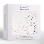 Stylish 6.5 x 6.5 Inch Silver Napkins -100 Pack of White and Silver Lunch Napkins - Add Sparkle to Your Event with Party Napkins - 3 Ply Paper Napkins - Disposable Wedding Napkins or Dessert Napkins