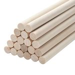 Wooden Dowel Rods Wood Dowels, 20PCS 3/8 x 12" Round Wooden Sticks for Crafts, Macrame Dowel, Unfinished Hardwood Sticks for Arts and DIYers, Crafting, Tiered Cake Support and Wedding Ribbon Wands