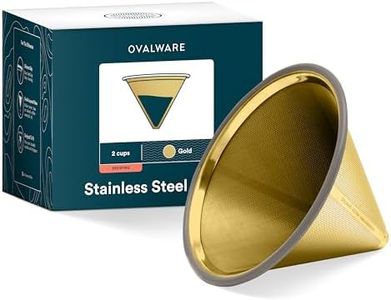 OVALWARE Paperless Stainless Steel Pour Over Coffee Filter – Reusable and Permanent Coffee Cone Dripper for Ovalware, Chemex, Hario and Other Carafes (Titanium Gold)