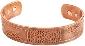 Touchstone Handcrafted Copper Bracelet Hand Forged with Solid and High Gauge Tibetan Style Engraved Cuff Jewelry For Women Men, Copper and Brass, no gemstone