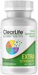 ClearLife Extra Strength Multi-System Allergy Relieving Homeopathic Remedy - 15 Powerful Actives Provide Potent Maximum Congestion, Itchiness & Sinus Pressure Relief - Non-Drowsy - 60 Tablets