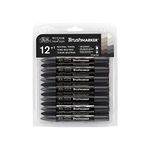 Winsor & Newton BrushMARKER - Twin Tip; Chisel + Brush - Alcohol based - Neutral Tones Set of 12 , multicolour