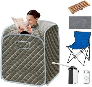 Multigot Portable Steam Sauna, Personal Full Body Sauna Spa with Remote Control, Folding Chair and Foot Massage Roller, Lightweight Foldable Home Sauna Tent (Grey)