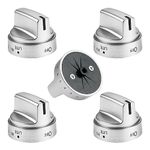 MOOTVGOO 5 Pack Upgraded WB03X24818 GE Stove Knobs Replacements, Stainless Steel Colored Range Burner Control Knob Compatible with GE Gas Stove Knobs PS11729081 AP5989029 PD00037240