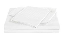 Waterbed Sheets King Size 600 Thread Count 100% Cotton 15 Inches -Deep Pockets- Attached Waterbed Sheet Set- 4 Piece - Hotel Luxury Bed - Extra Soft -White Stripe Bed Sheets -King Waterbed Sheet