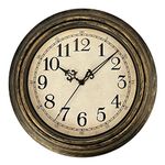 Plumeet Retro Wall Clock, 10'' Non Ticking Classic Silent Vintage Wall Clocks Decorative Kitchen Living Room Bedroom - Battery Operated