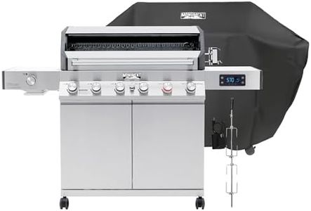 Monument Grills 6+1 Burner Smart Tech Propane Gas Grill, Denali 605Pro Stainless Steel Grill 78,000 BTU Outdoor Patio Barbecue Grill with Side Sear Burner, Knob Control, Cover and Rotisserie Kit