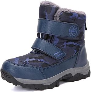 UBFEN Boys Girls Snow Boots Kids Winter Warm Outdoor Slip Resistant Cold Weather High Top Shoes Size 3 Big Kid
